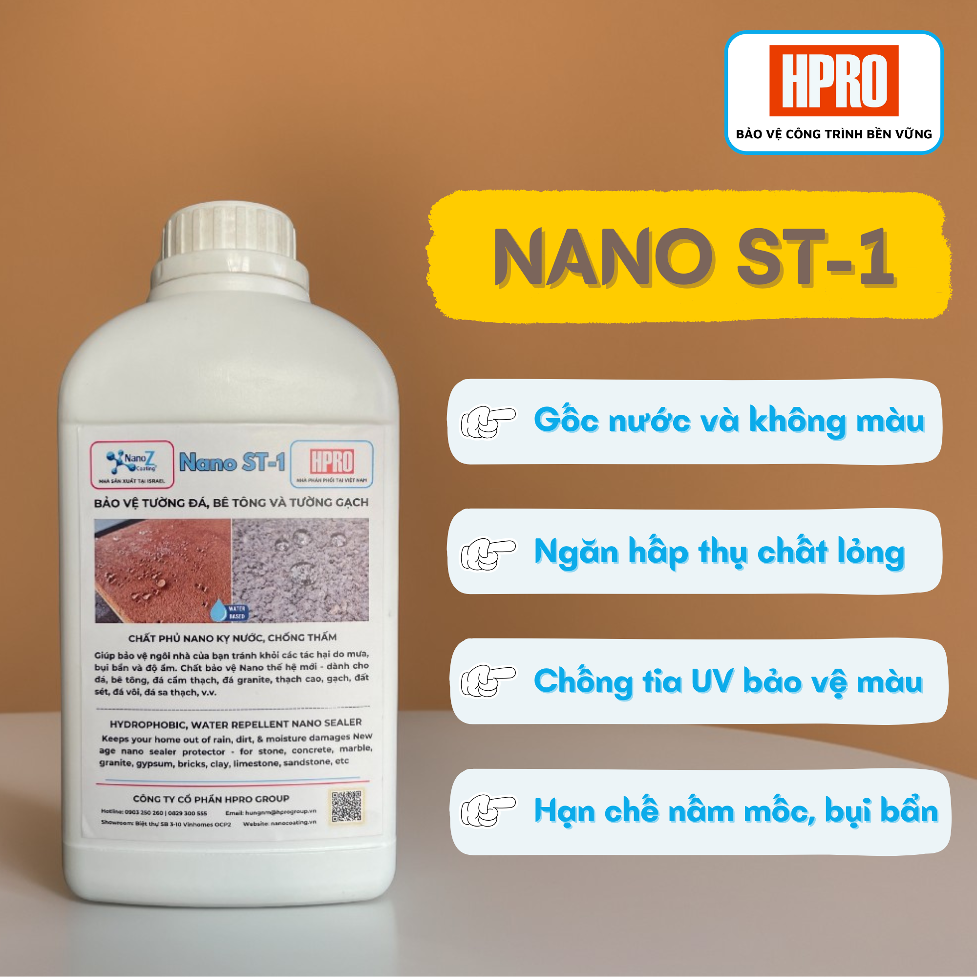 02. Nano ST-1: Bảo Vệ Mặt Dựng Gạch - Đá - Bê Tông